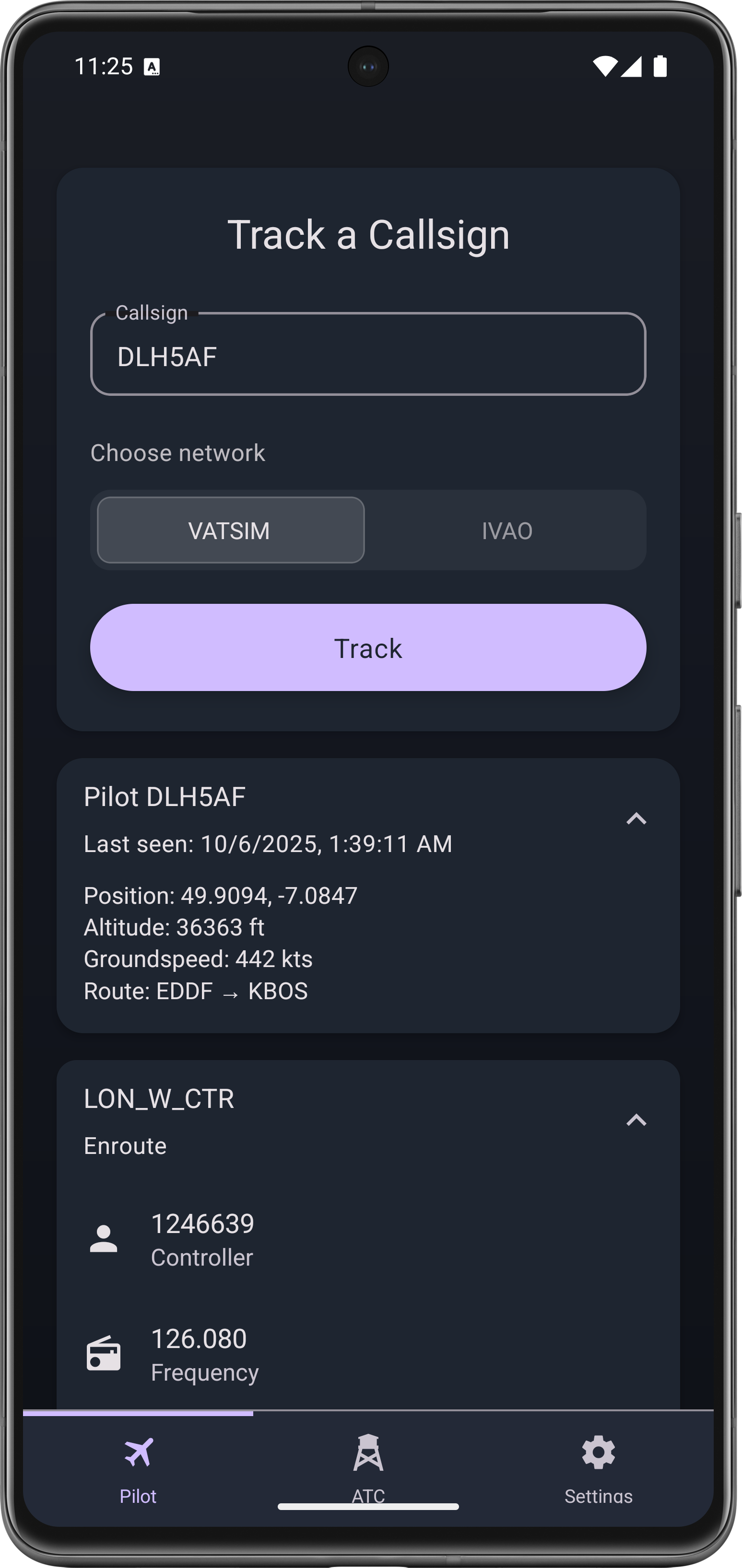 Track Callsign with Results